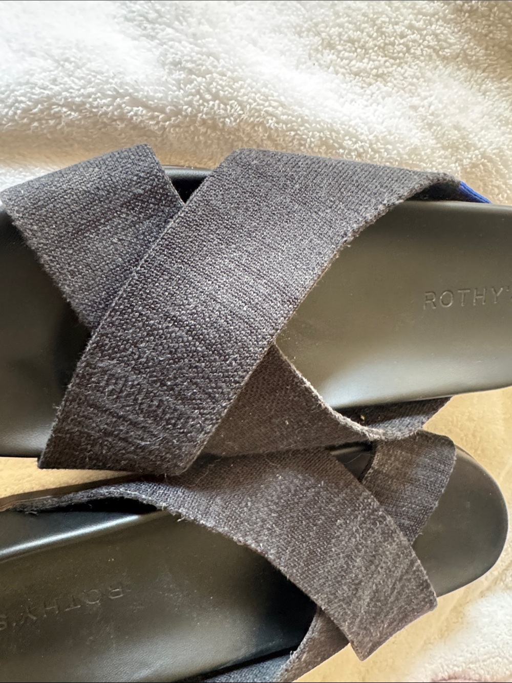 Rothy's Black Cross-Strap Slide Sandals - Picture 2 of 4